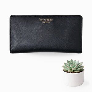 Kate Spade Black Saffiano Leather Wallet with Zip Coin Pocket